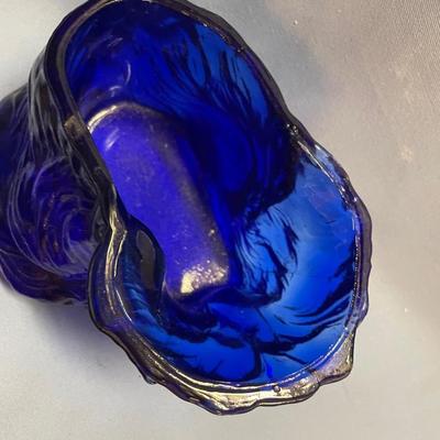 Moser cobalt blue glass collie dog