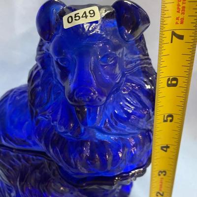 Moser cobalt blue glass collie dog