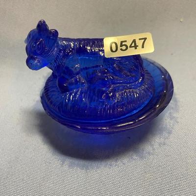 Cobalt blue calf on a nest salt cellar