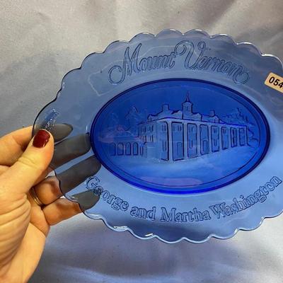 Avon Mt Vernon cobalt blue plate