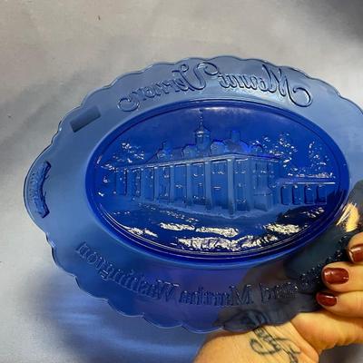Avon Mt Vernon cobalt blue plate