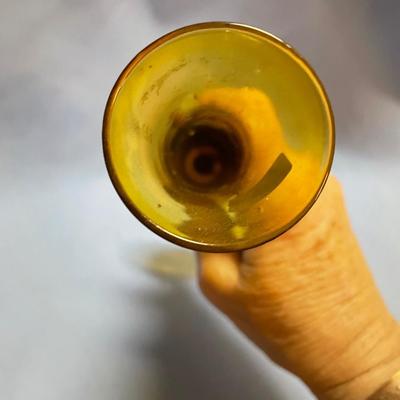 Hand blown art glass Amber bud vase