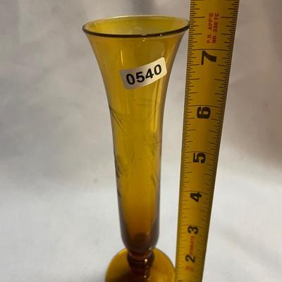 Hand blown art glass Amber bud vase