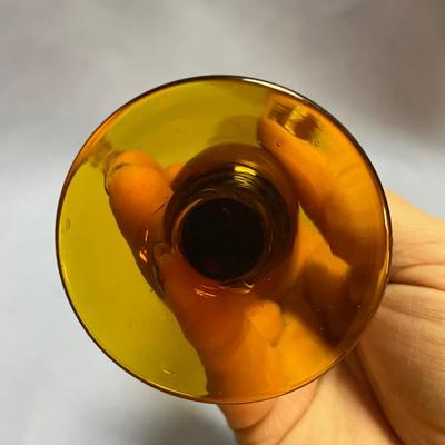 Hand blown art glass Amber bud vase
