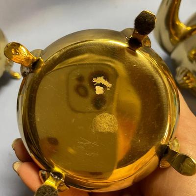 3 pc Vtg brass teapot set