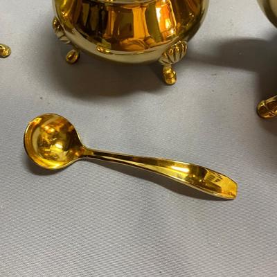 3 pc Vtg brass teapot set