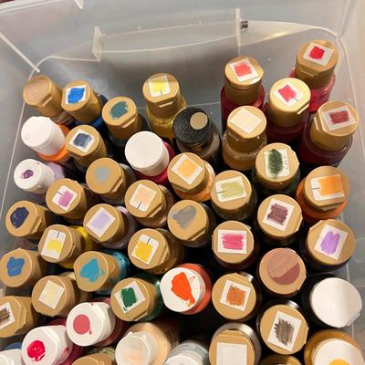 Painting Lot - Acrylic Paints, Brushes, Wooden Laptop Easel Desk, Etc.