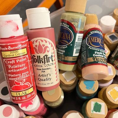 Painting Lot - Acrylic Paints, Brushes, Wooden Laptop Easel Desk, Etc.