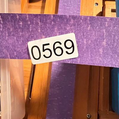 Painting Lot - Acrylic Paints, Brushes, Wooden Laptop Easel Desk, Etc.