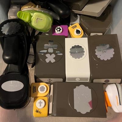 Huge Lot of Paper Punches, Decorative Scissors + 2 Storage Carts