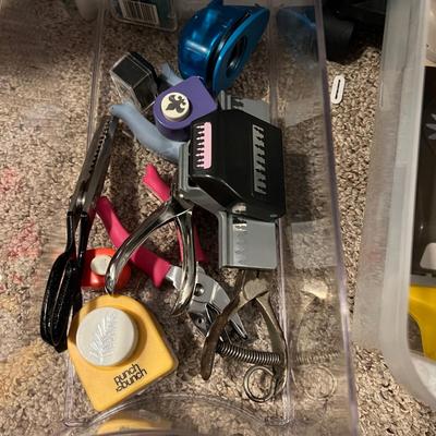 Huge Lot of Paper Punches, Decorative Scissors + 2 Storage Carts