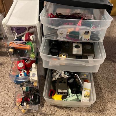 Huge Lot of Paper Punches, Decorative Scissors + 2 Storage Carts
