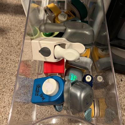 Huge Lot of Paper Punches, Decorative Scissors + 2 Storage Carts