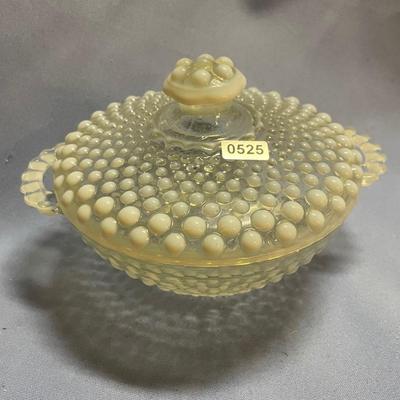 Anchor hocking opalescent moonstone covered candy dish