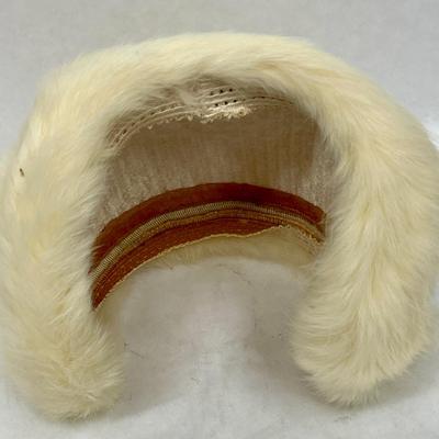 Vintage Off White Fur Headband Fascinator Half Hat