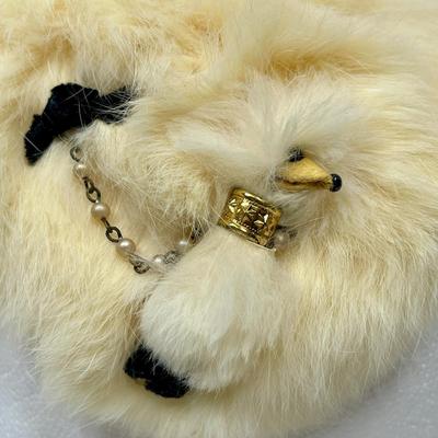 Vintage Off White Fur Headband Fascinator Half Hat
