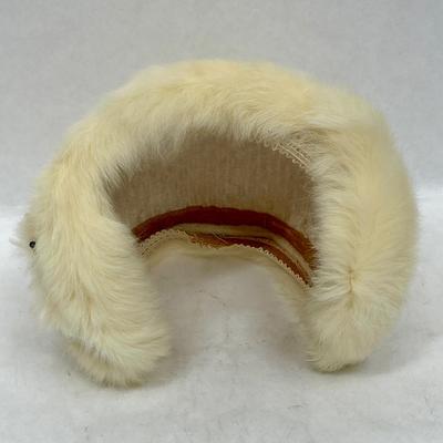Vintage Off White Fur Headband Fascinator Half Hat