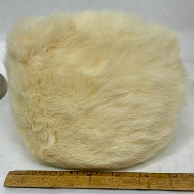 Vintage Off White Fur Headband Fascinator Half Hat