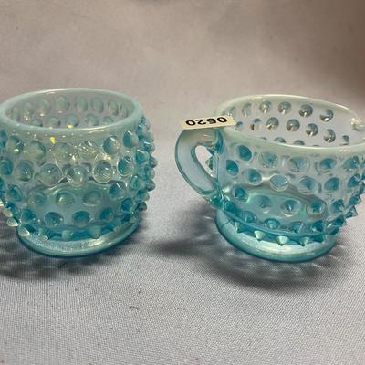 Fenton blue hobnail sugar & creamer