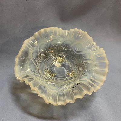 Northwood opalescent glass beaded 3 foot bowl