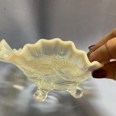 Northwood opalescent glass beaded 3 foot bowl