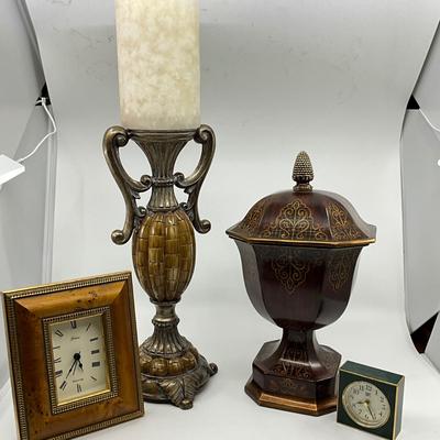 815 Galassi Italian Clock w/ Decorative Urn & Candlestick