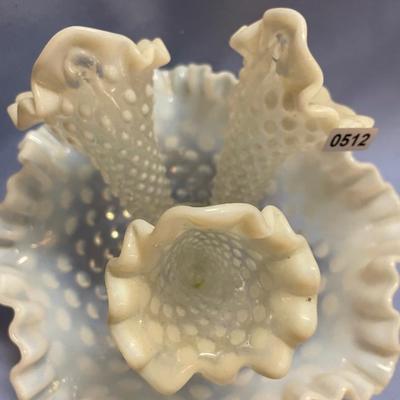 Fenton hobnail ruffled 3 horn emergency
