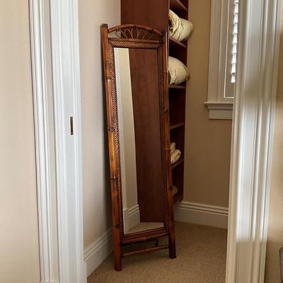 818 Rattan Standing Cheval Dressing Mirror