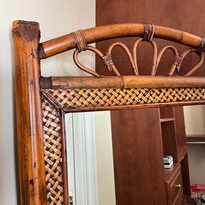 818 Rattan Standing Cheval Dressing Mirror