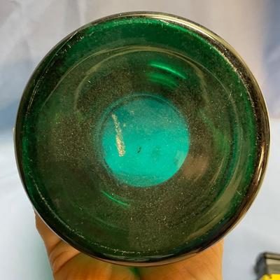 Emerald green bowl with gold details