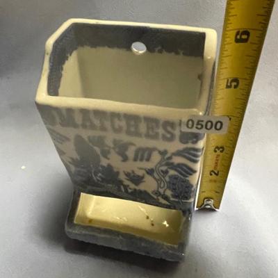 Blue/white match holder
