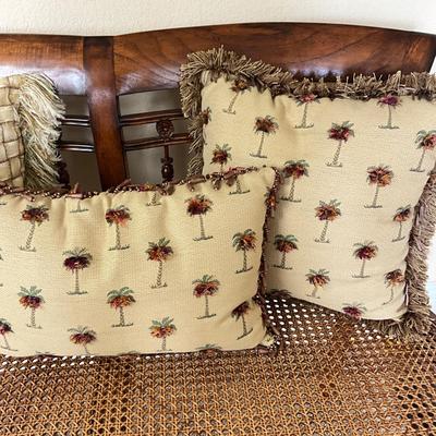 830 Set of Three Decorative Pillow w/ Palm Trees and Dancers