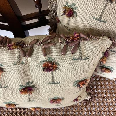 830 Set of Three Decorative Pillow w/ Palm Trees and Dancers