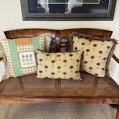 830 Set of Three Decorative Pillow w/ Palm Trees and Dancers