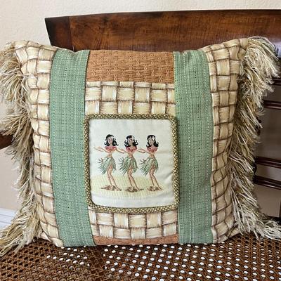 830 Set of Three Decorative Pillow w/ Palm Trees and Dancers
