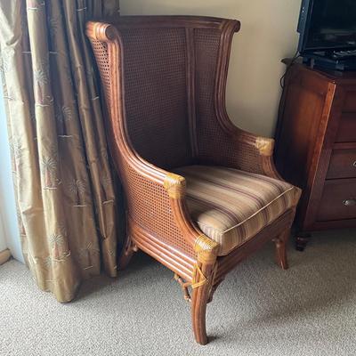 832 Large Rattan Caneback Wing Chair by LANE Venture Excursions