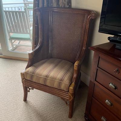 832 Large Rattan Caneback Wing Chair by LANE Venture Excursions