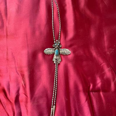 Bolo tie turquoise thunderbird