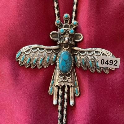Bolo tie turquoise thunderbird