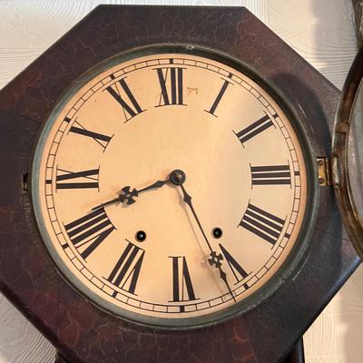 Antique Octagon Eight Day Waterbury CT Wall Clock