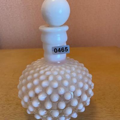 Fenton opalescent moonstone hobnail perfume bottle w/stopper