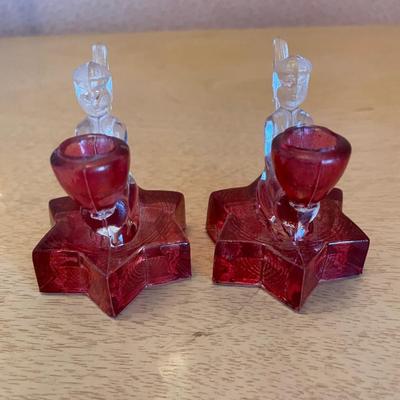 1940’s flashed cranberry glass angel on star base