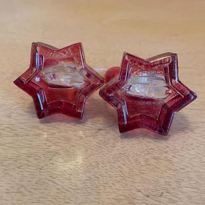 1940’s flashed cranberry glass angel on star base