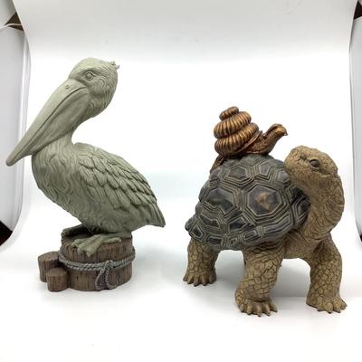 906 Turtle and Pelican Sculptures