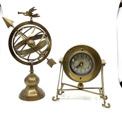 907 Boulevard Etienne Brass Clock by Timeworks & Zodiac Sundial