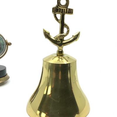 909 Brass Anchor Bell & West End Watch /Compass Desk Clock