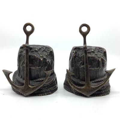 910 Pair of SPI Anchor Rock Cast Metal Bookends
