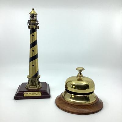 911 Brass Bell and Cape Hatteras Lighthouse Statue
