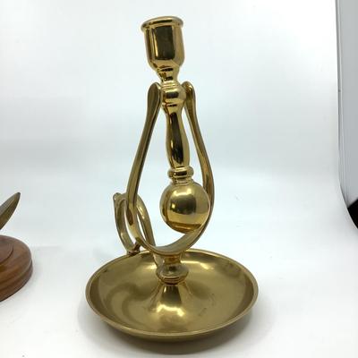 914 Ships Brass Candlestick with Small Telegraph