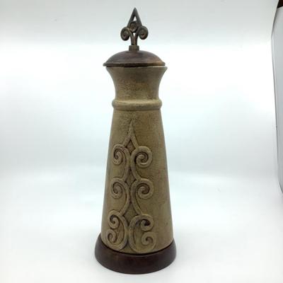 915 Shipswheel Clock , Wooden box, Ceramic Wood Covered Urn